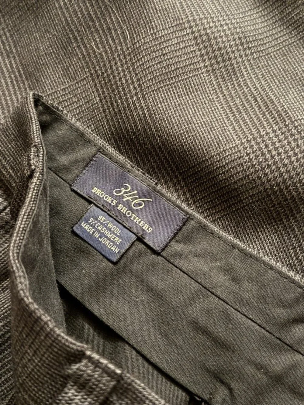 Brooks Brothers 346 Dress Pants 36x28.5 Wool Cashmere Glen Check Pleated Cuff